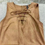 Western Faux Suede Camel Dress Brown Size L Photo 2