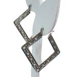 Stainless Steel Silvertone Bold Diamond Cut Statement Earrings Photo 3