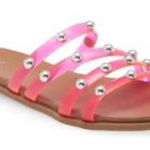 BP Jelly Strap Pink Slide Sandals Size 10 Slip On Open Toe Studded Photo 0