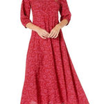 Free People Free‎ People Jessie Midi Dress Ditsy Floral Print Red Pink Size 4 Photo 0