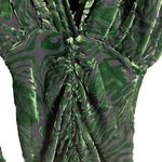 Ronny Kobo Astrid Green Animal Print Velvet Ruched Long Sleeve Midi Dress XS Photo 8