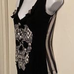 Striped jeweled skeleton tank top. Black Photo 3