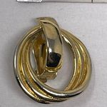 Vintage Unsigned Gold Tone Round Clip On Earrings Statement Classic Modernist Photo 5