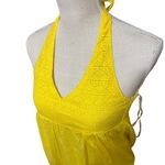 Energie NWT  Halter Top cami tank Bright Yellow eyelet Lace Trim Coquette sz M Photo 2