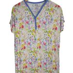 Little Sleepies Womens Bamboo Pajama Top Sz Medium Watercolor Blooms Purple Photo 2