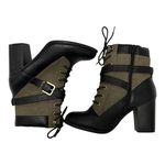 Apt. 9  Green and Black Ankle Boots with Chunky Heels and Lace-Up Design Photo 0