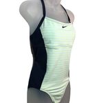Nike NEW One-Piece Navy Swimsuit Stripe Racerback Womens Size L Photo 2