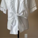 Adam Selman  | White Pearl Embellished Cropped Tie Front Button Down Blouse Sz M Photo 2