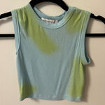 We Wore What  Ribbed Top in Light Blue and Lime Green Photo 0