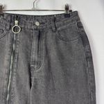 Boutique Othermix Black Zip Front Straight Leg Raw Hem Jeans 27 Photo 2