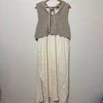 Anthropologie  Sleeveless Sweater Twofer Maxi Dress Size XL Sweater Knit Cotton Photo 7