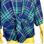 Krazy Kat  PLAID PEPLUM TOP BLOUSE TIE KNOT FRONT L Photo 4