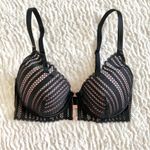 Victoria's Secret NWOT Lace Satin Lightly Lined Plunge Bra 32DD Black Coquette Photo 3