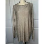 Free People All That Glitters Sequin Sweater Beige Champagne Open Low Back Large Photo 2