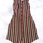 No Boundaries  Juniors Striped Button Down Waste Tie Mini Dress Cream Rust Large Photo 0
