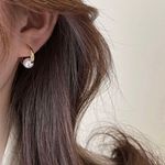 18K Gold Plated White Pearl Hoop Earrings for Women,Pearl Earrings Photo 2