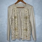 Alfred Dunner  Gold Metallic All In One Pullover/Cardigan Sweater W/ Sequins Med Photo 1