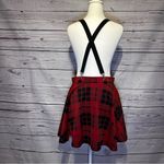 Hot Topic  Red and Black Plaid Skater Skirt with Suspenders size medium Photo 3