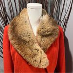 🌺VINTAGE MICHELLE WOOL BLEND RES TRENCH JACKET WITH FUR COLLAR🌺 Red Photo 1
