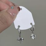 CZ cubic zirconia dangle drop earrings for women Silver Photo 2