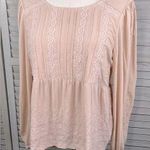 American Eagle  OUTFITTERS Boho Top w Embroidery & Crochet  Light Peach-XS Photo 0