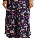 Ralph Lauren Lauren  Floral Midi Skirt 6 Petite Navy Photo 0