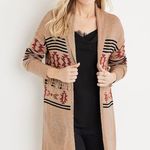 Maurice's Cardigan Sweater Size Large Western Fringe Longline Geo Duster NWT Photo 1