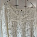 Free People  Sheer Floral Lace Ruffled Blouse with Bell Sleeve - Size Small Photo 2