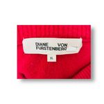 Diane Von Furstenberg  XL Wool Sweater Red Pink Stripe Crewneck Knit Fall Winter Photo 2