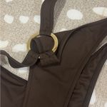 Adoraswim one piece swimsuit brown o ring gold cutout cheeky high leg Photo 5