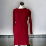 ZARA NWOT  Boat Neck Long Sleeve Super Soft Midi Dress Stretch Red Medium Photo 4