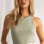 Lulus  Everyday Essential Sage Green Ribbed Racerback Tank Top Photo 0