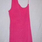 Le lis NWT  Barbie Pink Crochet Knit One Shoulder Mini Bodycon Sweater Dress LG Photo 0