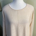 Kerisma  Elegant Cream Mercerized wool blend lightweight high low sweater, M/L Photo 1