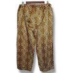 Oscar de la Renta Oscar De La‎ Renta Pink Label Pajama Set Large Gold Brown Satin Animal Print Photo 4