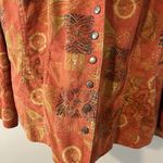 Christopher & Banks Orange Boho Citrus Retro 70s Jacket Linen Cotton Hippie Art To Wear Laganlook 1X Photo 3