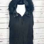Dorothy Perkins Black Faux Fur Lined Hooded Zip Up Vest Size Medium Photo 0