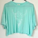Nordstrom NWT Wst Cst Boxy Crop Oversized Mint White Cow Skull T-Shirt - XS Photo 0