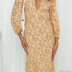 Hello Molly NEW Women's Day Affairs Midi Dress Gold Long Sleeves Size XL 10 Photo 0