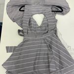 Balance Collection  Gray Striped Romper wrap front V neck. Photo 3