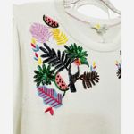 NWT Boden Unique Embroidered Sequin Toucan Tropical Knit Sweater Large $168 White Photo 1