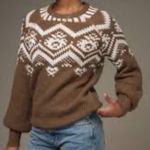 Francesca's  Marilyn Fairisle Pullover Brown Sweater size M Photo 1