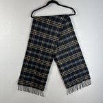 Scotland Unisex Rectangle Scarf 100% Cashmere Black Gray Tan Plaid Fringe Trim Photo 0