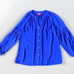 Lilly Pulitzer  womens sz S royal blue‎ Anela button down long sleeve blouse Photo 0