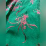 Vintage silk green flower print skirt size small Photo 1