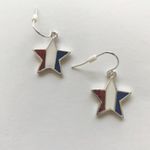 Handmade Patriotic Star Earrings Hand Painted Metal New Photo 1