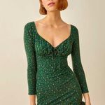 Reformation Anjeline Long sleeve stretch tencel Lyocell Knit Floral Dress Green Photo 0