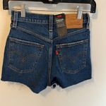 Levi's Ribcage Shorts Dark Wash Distressed Photo 2