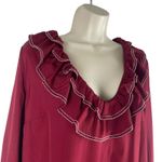 Tularosa  Heather Blouse Ruffle Collar Tassel Tie Back Red Size L Photo 4