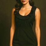 Lela Rose Ruffle Neck Silk Cocktail Dress Medium Quiet Luxury Retro LBD Event Black Photo 0